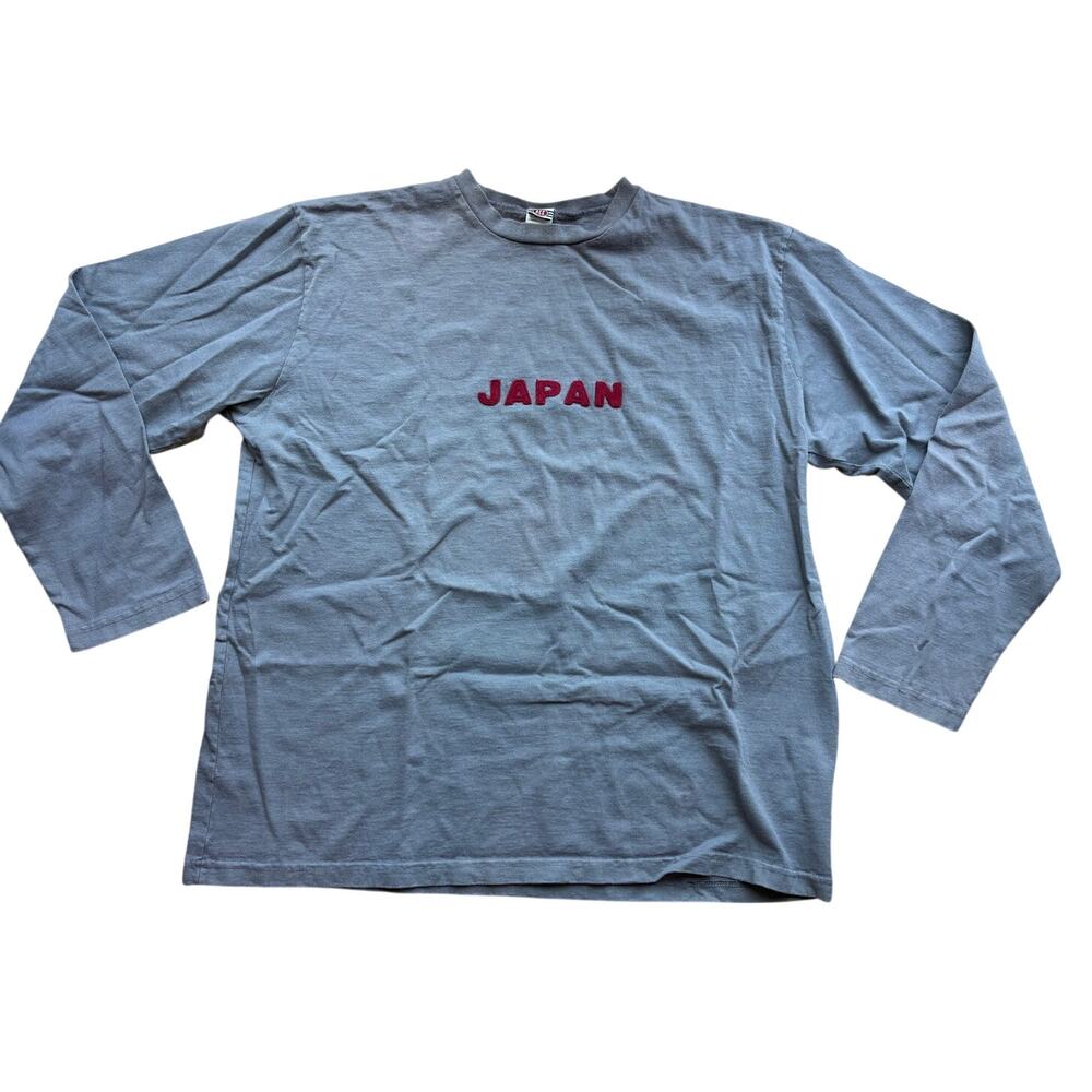 Vintage Ace Brand Men's XL Japan Felt Stitched Collegiate Tee Long Sleeve Gray